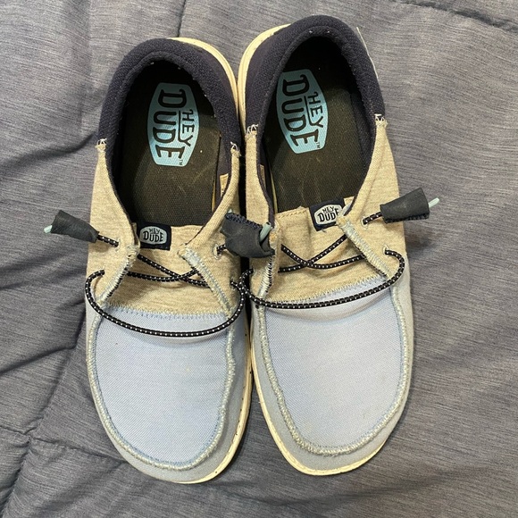 Hey Dude Shoes - Hey Dude women’s  Loafers - Light Gray and Black tri varsity size 9